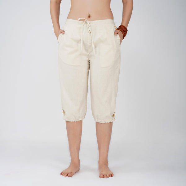 Women Cotton Yoga Pants White -Prana
