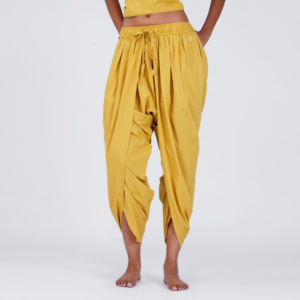 Women Cotton Yoga Pants Yellow -Akasha