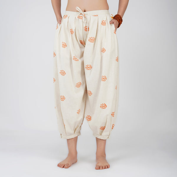 Women Cotton Hand Block Printed Yoga Pants -Chakra