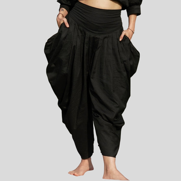 Women Cotton Yoga Pants Black -Buddhi