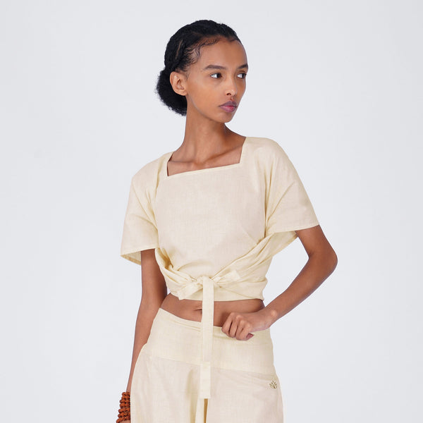 Women Zero Waste Cotton Yoga Top White -Shwet