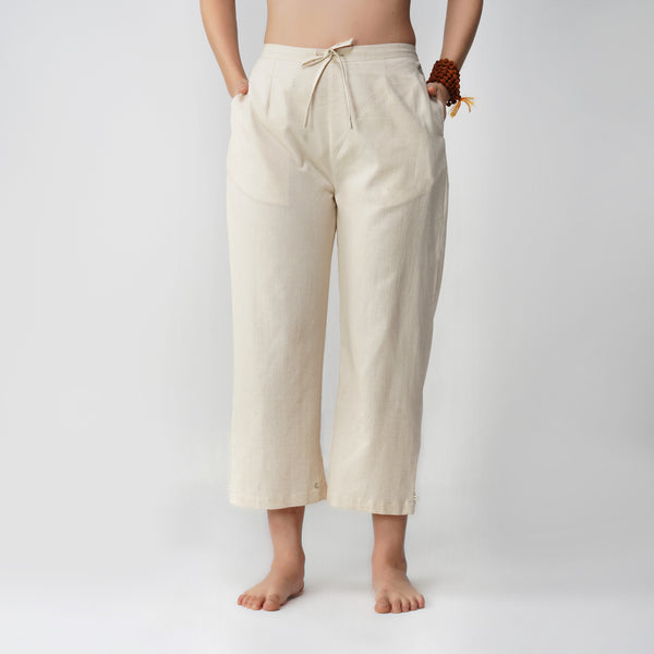 Women Cotton Yoga Pants White -Chandra