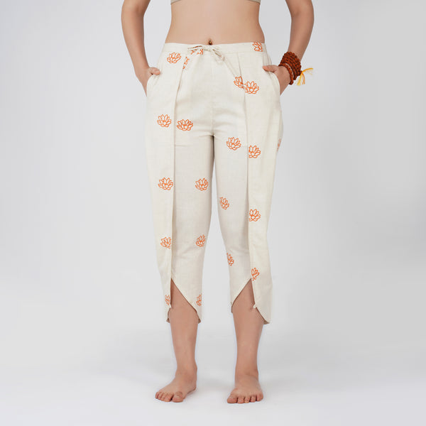 Women Cotton Hand Block Printed Yoga Pants -Surya