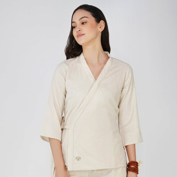 Women Cotton Yoga Top White -Dharma