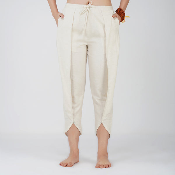 Women Cotton Dhoti Yoga Pants White -Surya