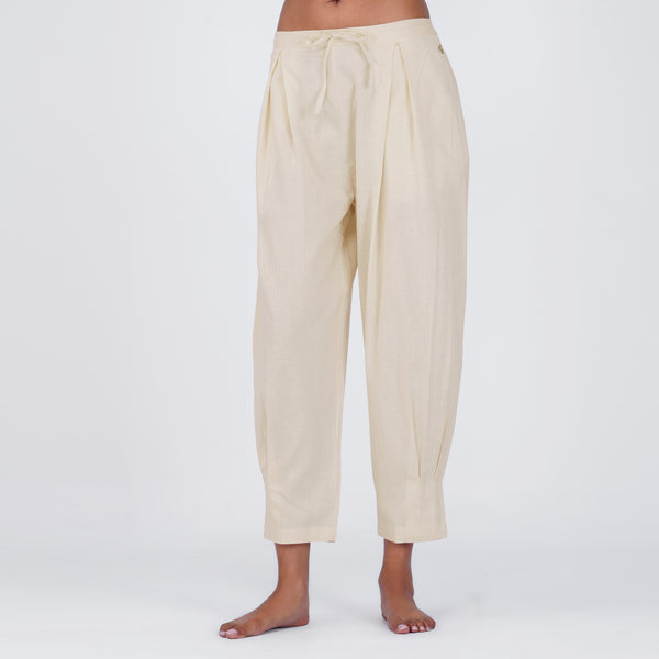 Women Cotton Yoga Pants White -Tara