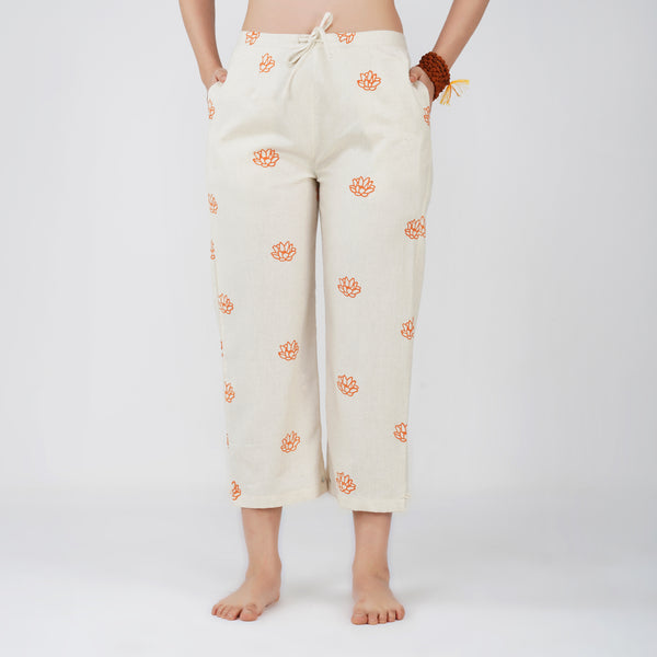 Women Cotton Hand Block Printed Yoga Pants -Chandra