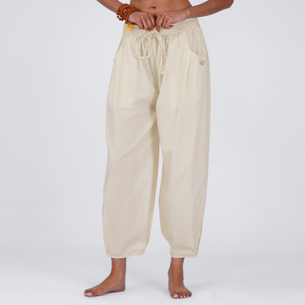 Women Cotton Yoga Pants White -Soma