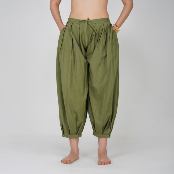 Women Cotton Yoga Pants Green -Chakra
