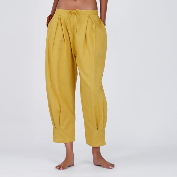 Women Cotton Yoga Pants Yellow -Tara