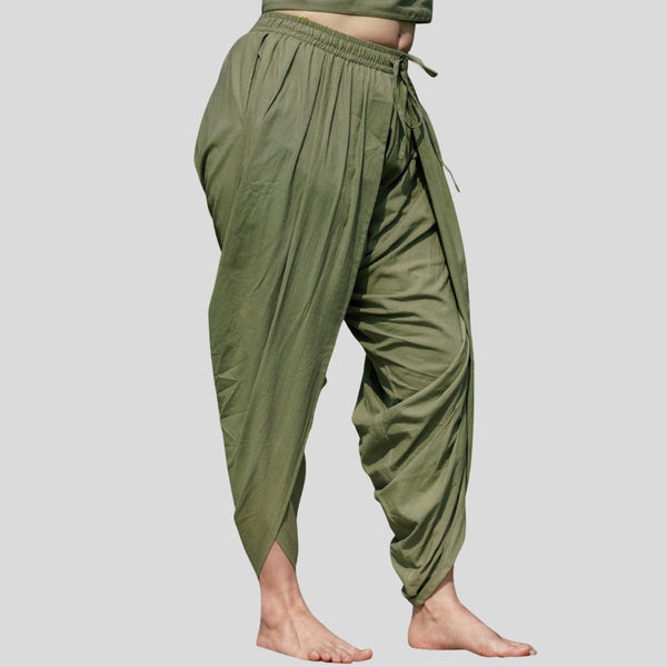 Women Cotton Yoga Pants Green -Akasha
