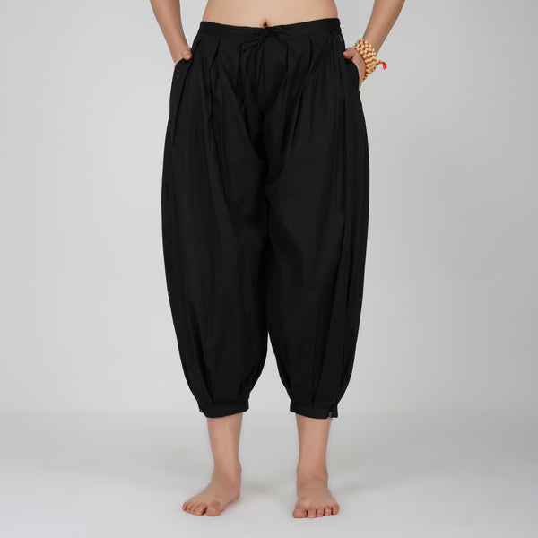 Women Cotton Yoga Pants Black -Chakra