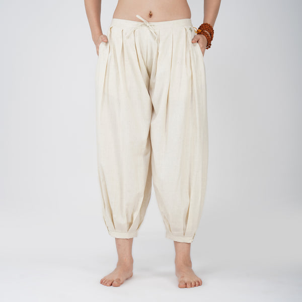 Women Cotton Yoga Pants White -Chakra