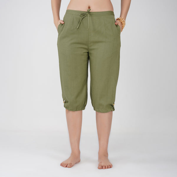 Women Cotton Yoga Pants Green -Prana