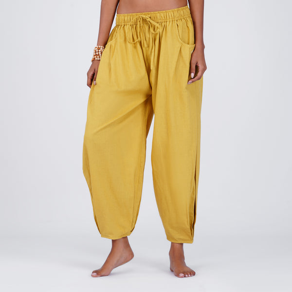 Women Cotton Yoga Pants Yellow -Soma