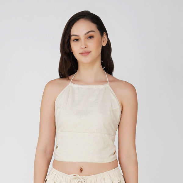 Women Cotton Yoga Top White -Akasha