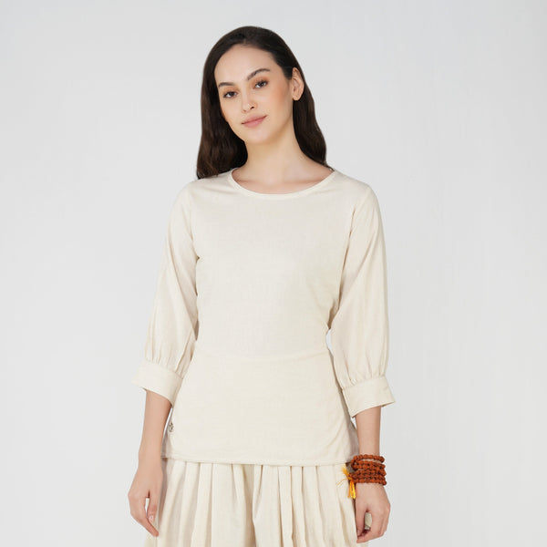 Women Cotton Yoga Top White -Buddhi