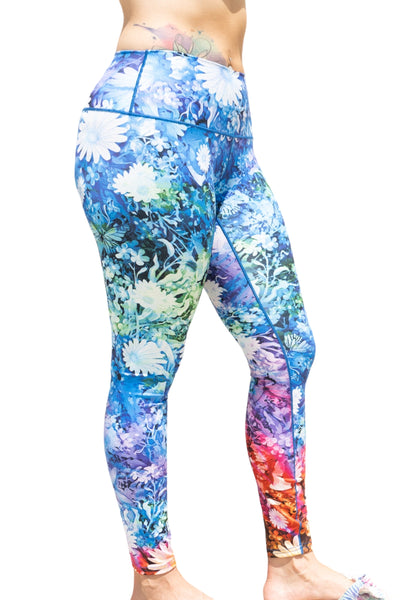 Floral Burst Tie Dye High-Waisted Yoga Pants