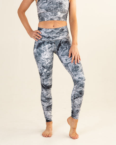 Grey Marble High-Waisted Yoga Pants