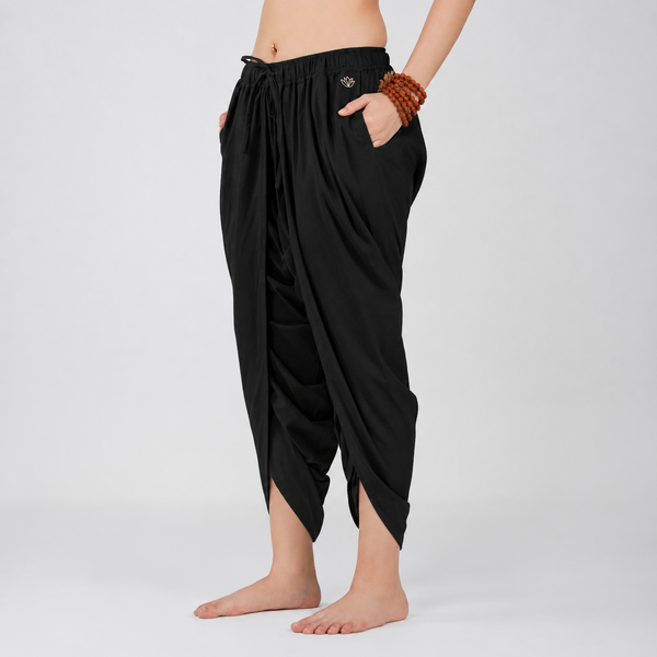 Women Cotton Yoga Pants Black -Akasha