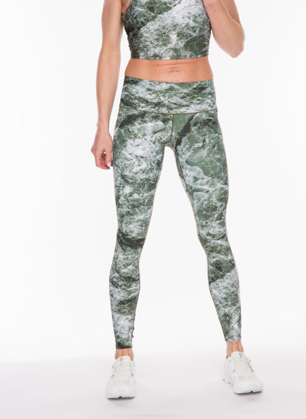 Sage Marble High-Waisted Yoga Pants